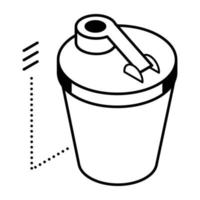 A shaker glass line isometric icon vector