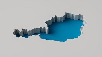 Austria Map 3d inner extrude map Sea Depth with inner shadow. photo