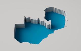 3d illustration of Zambia map inner extrude with shadow. photo