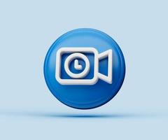 3d glossy illustration of pending video symbol or icon isolated on blue background with shadow photo