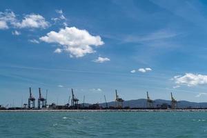 The commercial port of Livorno seen from the sea photo