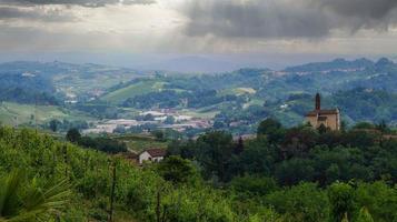 landscapes of vineyards in monta d'alba, in the Piedmontese Langhe. in the summer of 2022 photo