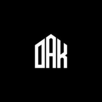 OAK letter design.OAK letter logo design on BLACK background. OAK creative initials letter logo concept. OAK letter design.OAK letter logo design on BLACK background. O vector