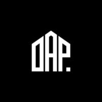 diseño de letra oap. diseño de logotipo de letra oap sobre fondo negro. concepto de logotipo de letra de iniciales creativas de oap. diseño de letra oap. diseño de logotipo de letra oap sobre fondo negro. o vector