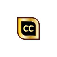 CC letter circle logo design with gold color vector