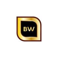 BW letter circle logo design with gold color vector