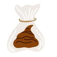 Cleaning for the dog. Hygienic dog bag with poop icon. Cleaning the park after walking pets concept. Hand draw Vector illustration isolated on the white background.