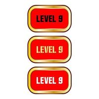 Level 9 sign in red color isolated on white background vector