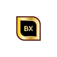 diseño de logotipo de círculo de letras bx con color dorado vector