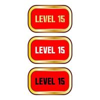 Level 15 sign in red color isolated on white background vector