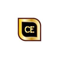 CE letter circle logo design with gold color vector