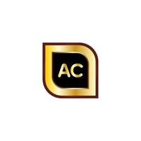 AC letter circle logo design with gold color vector