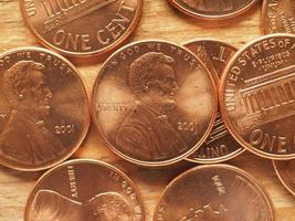 monedas de 1 centavo, estados unidos foto
