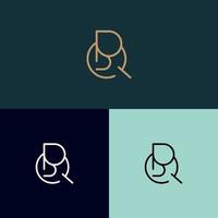 bq, qb letter minimal logo vector design with three colors