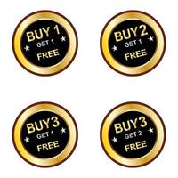 Buy and get free tags set deign with gold color circle vector