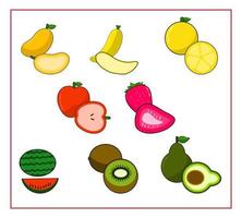 Set of Fruits and fruit pieces Object vector