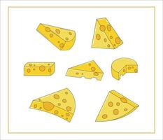 Set of Cheese Slice of Food vector