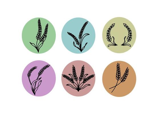 Icon Set in Silhouette Wheat Harvest
