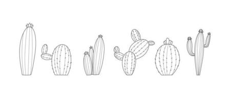 diseño de ilustraciones de colección de cactus dibujados a mano vector