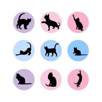 conjunto de iconos gatito en silueta vector