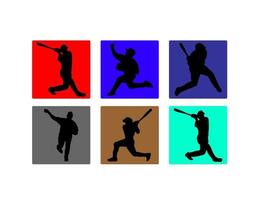 Set of in Silhouette Baseball Pose vector