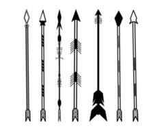 Set of Tribal Arrows in Silhouette vector