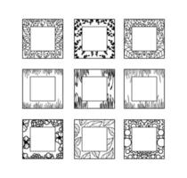 Set of Picture Frame Black and White Illustrations vector