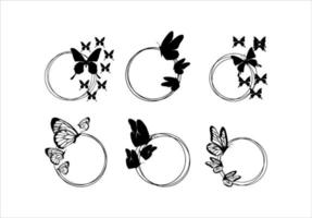Round Frame Butterfly vector
