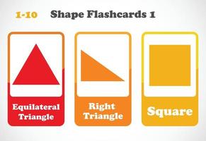 Geometric shapes flashcards for kids. Educational material for children. Learn The Shapes vector