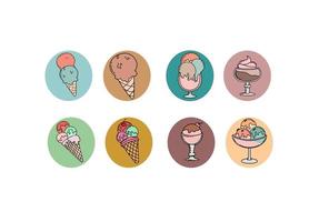 elemento de ilustraciones de helado de conjunto de iconos vector