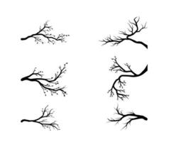 conjunto, de, rama de árbol, en, silueta vector