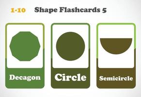 Geometric shapes flashcards for kids. Educational material for children. Learn The Shapes vector