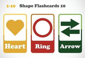 Geometric shapes flashcards for kids. Educational material for children. Learn The Shapes vector