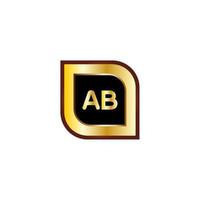 AB letter circle logo design with gold color vector