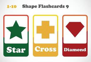 Geometric shapes flashcards for kids. Educational material for children. Learn The Shapes vector