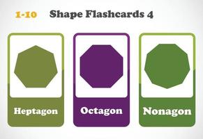 Geometric shapes flashcards for kids. Educational material for children. Learn The Shapes vector