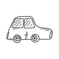 Doodle style car. Isolated car on a white background. Children's car in the style of line art. vector
