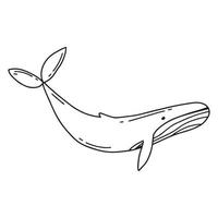 Childrens illustration of cute whale. Hand-drawn whale. Cute whale. Vector illustration. Doodle style