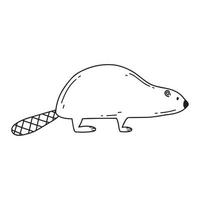 Childish illustration of cute beaver isolated on white background. Forest beaver hand drawn in doodle style. Vector illustration