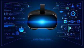abstract technology ui futuristic concept hud interface hologram elements of digital data chart, Metaverse VR glasses Virtual reality headset innovation on hi tech future design background vector