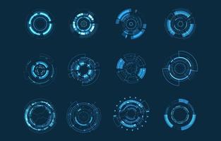 Abstract Technology Circle Set Use For Interface Graphic Design Elements Motion Modern Technological Retouching Video Motion.Editable Stroke vector