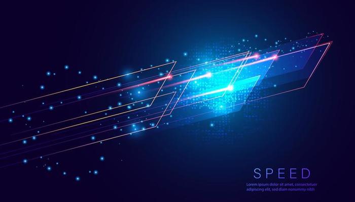 Abstract technology motion speed light blue high speed light effect motion high speed movement Futuristic on hi-tech blue background.