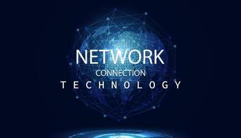 círculo de red de puntos global abstracto conexión digital y comunicación futurista sobre fondo azul. vector