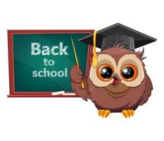 Wise owl in graduation cap. Cute cartoon owl vector