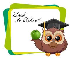 Wise owl in graduation cap. Cute cartoon owl vector