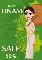 Onam celebration. Indian woman vector