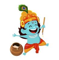 Funny cartoon character Lord Krishna vector