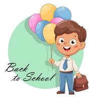 Cute schoolboy with balloons vector