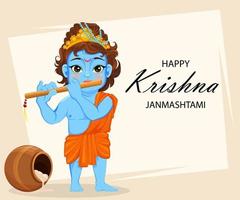 Happy Krishna Janmashtami greeting card vector