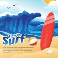 Hello Summer Time to Surf vector